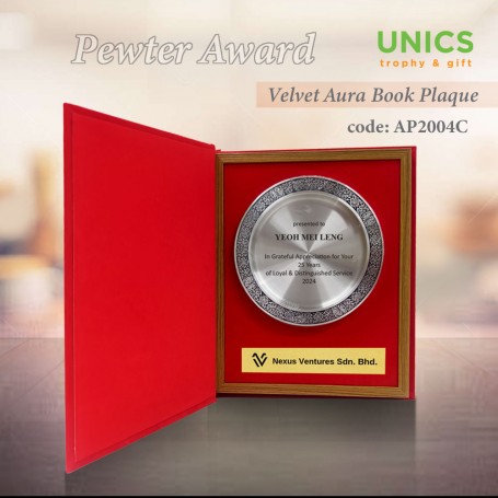 UNICS Pewter Velvet Aura Book Plaque